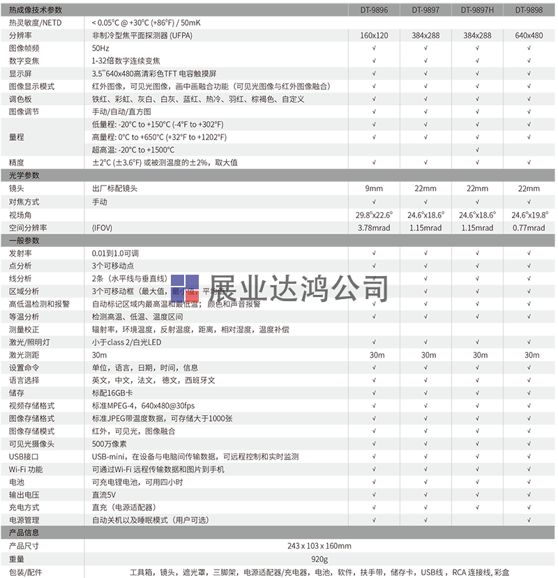 DT-9896/9897/9897H/9898高端工業型智能紅外熱像儀